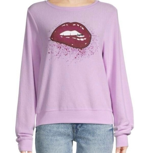 NWT Wildfox Confetti Lips Graphic Pullover - Picture 1 of 7